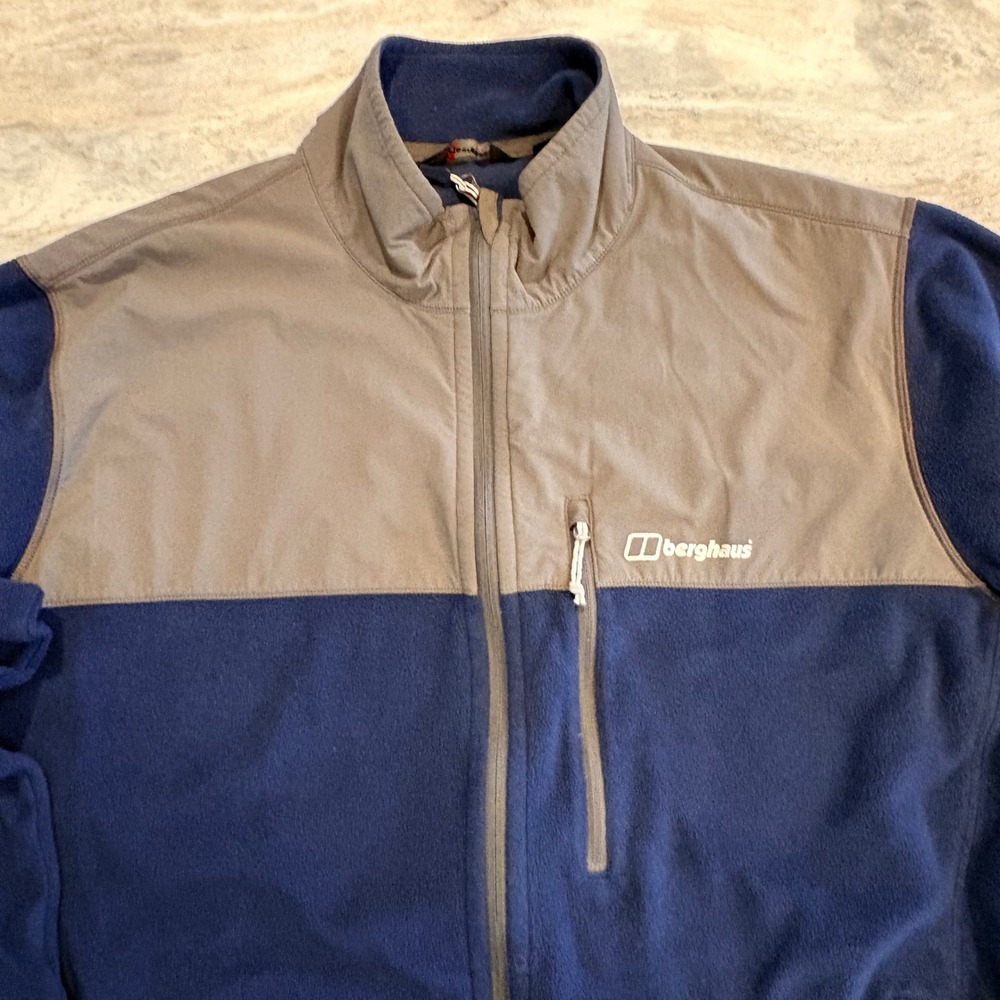 Berghaus‎ Trawden Hybrid Jacket Blue Grey Colorblock Full Zip Outdoor Mens XXL
